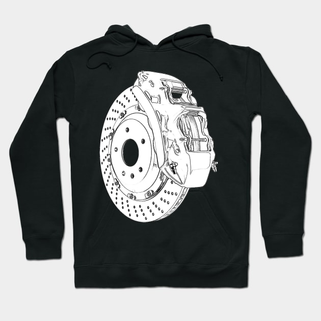 Brake Disc Wireframe Hoodie by Auto-Prints